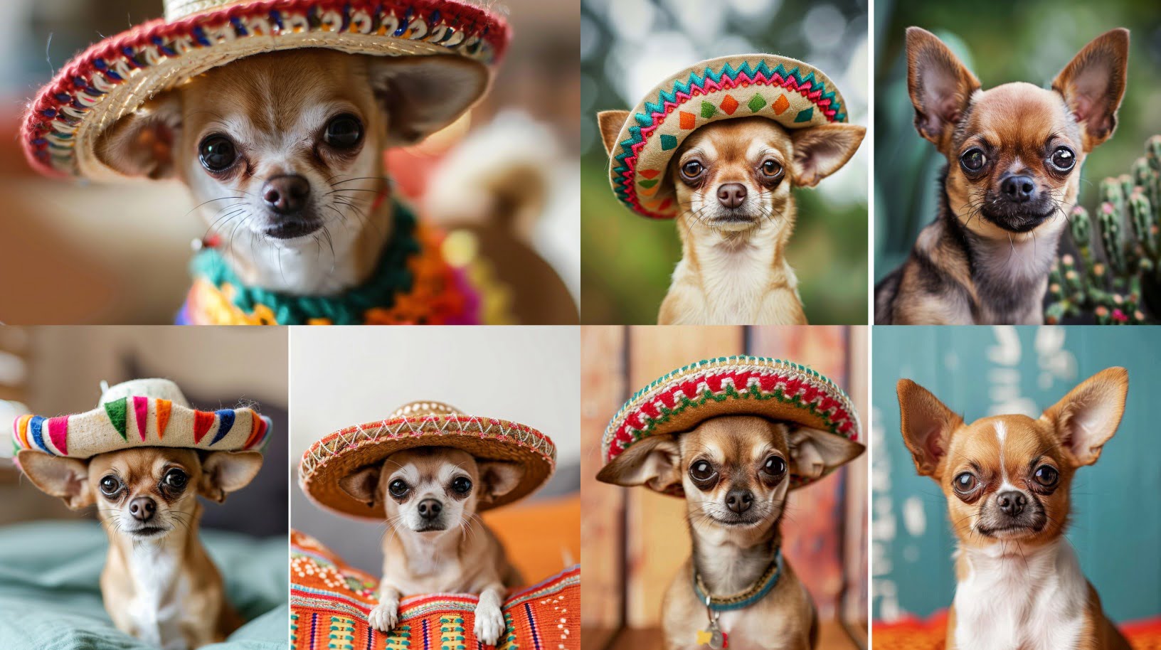 A Chihuahua wearing a tiny sombrero and a photo of the world's smallest dog