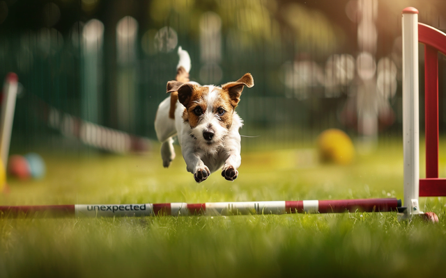 A playful image of an agility breed in action