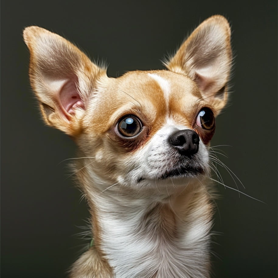 Chihuahua with its head tilted as if listening intently