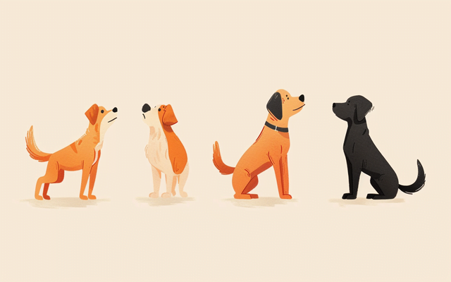 Illustration with common dog body language