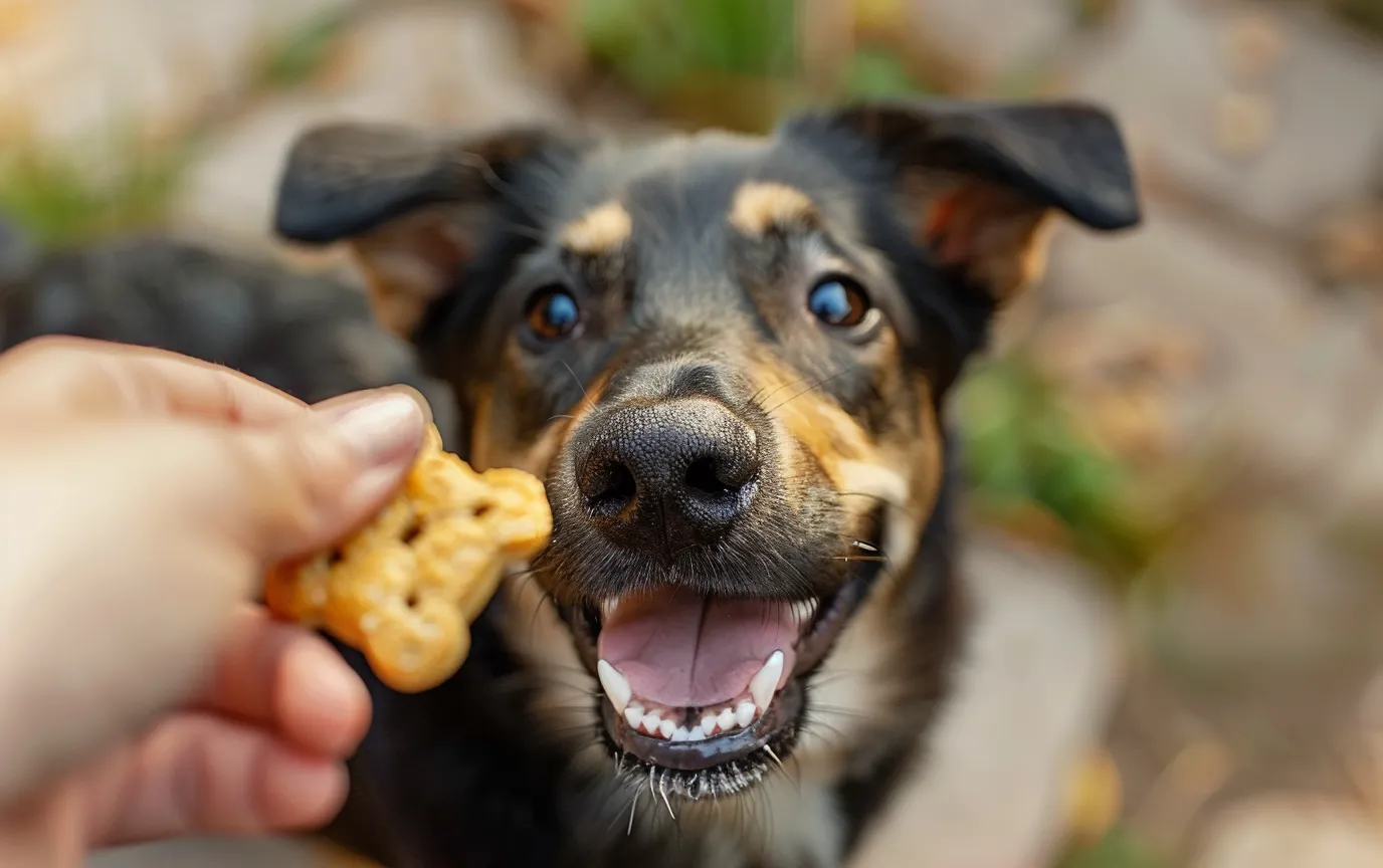 A happy and healthy dog enjoying a safe and nutritious treat