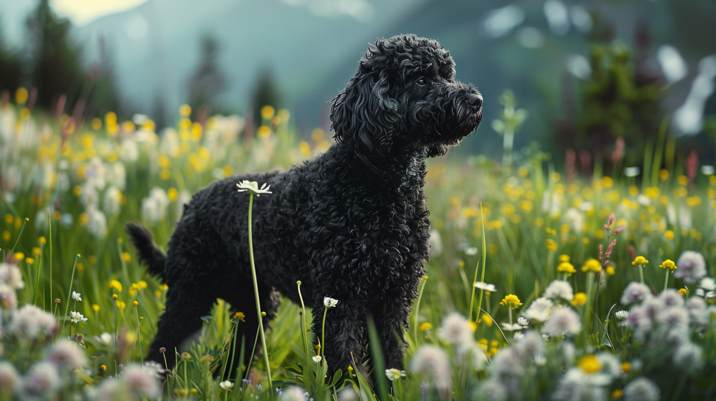 A healthy Portuguese Water Dog