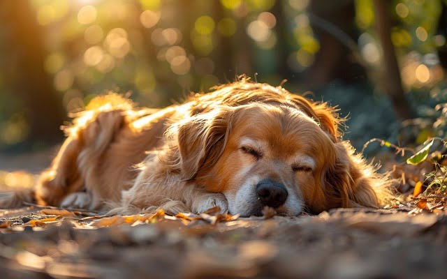 illustration: A photo of a dog lying down peacefully in a sunny spot