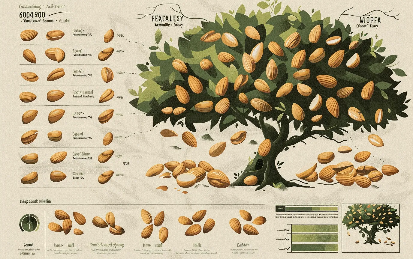 An infographic summarizing the action plan based on the amount of almonds consumed