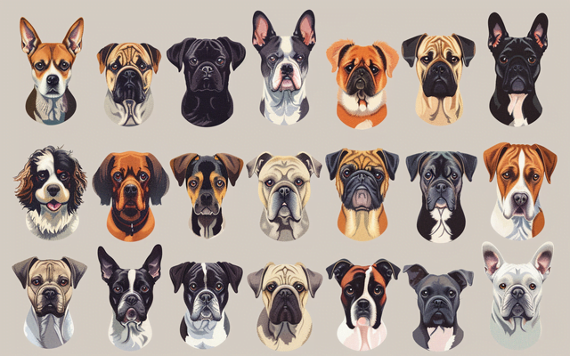 Collection of different dog breed illustrations