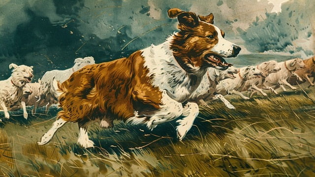 Illustration: Corgi dog herding cattle