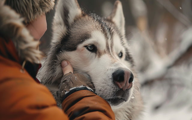 Image of grooming a Siberian Husky
