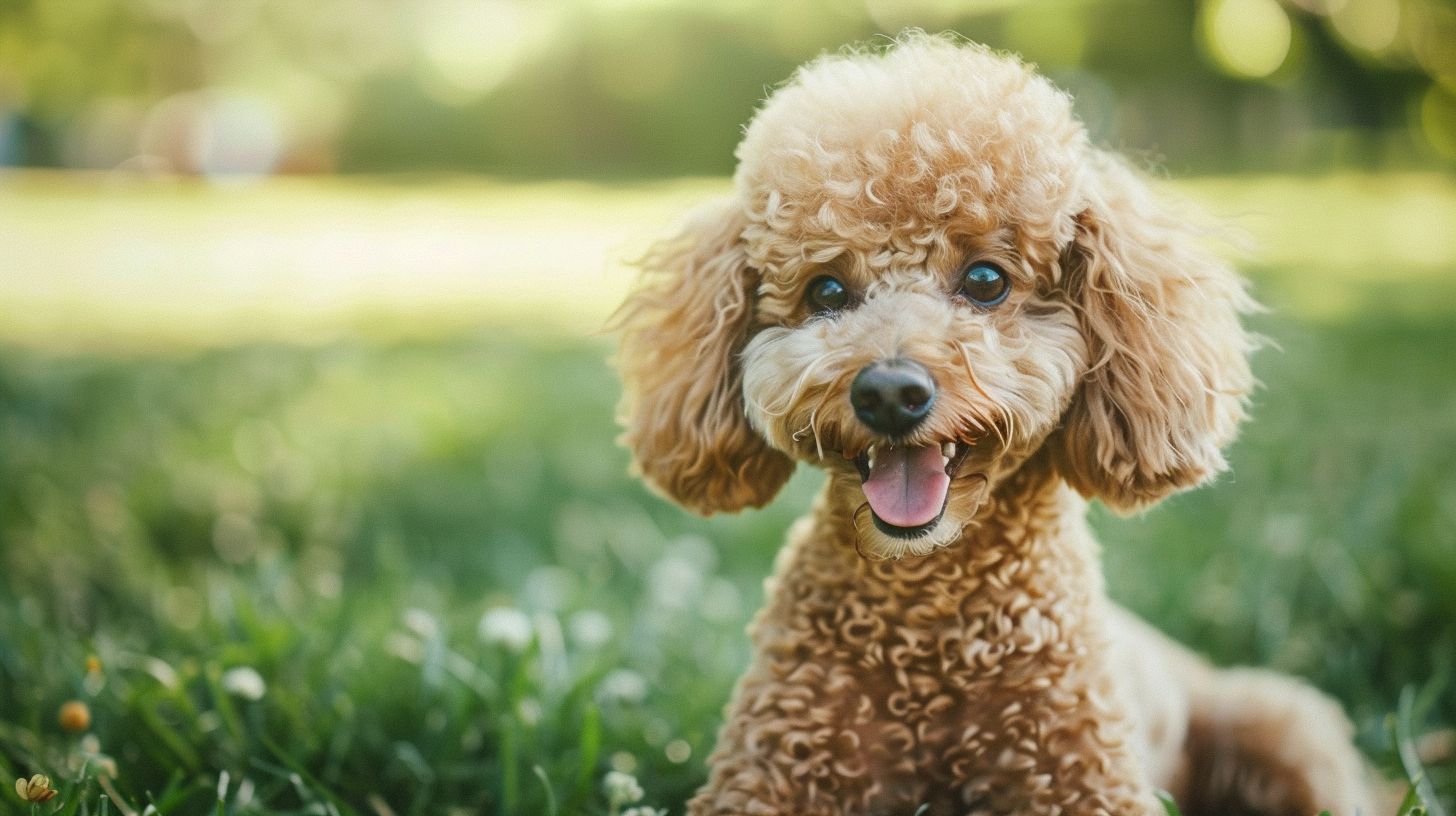 Poodle with a playful grin
