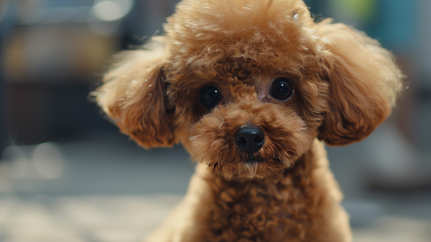 Teacup Poodle with small size, soft fur and expressive eyes