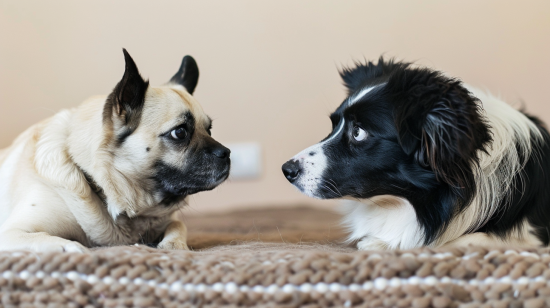 a couch potato Pug vs. a never-stopping Border Collie