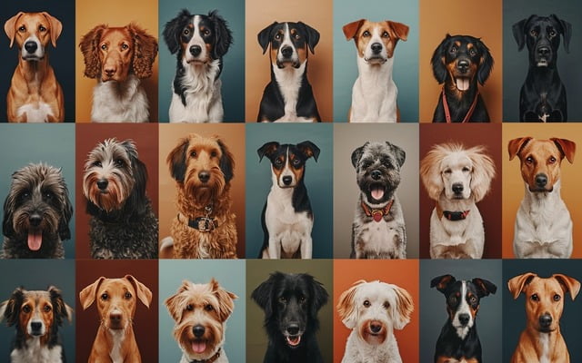 collage showcasing different dog breeds exhibiting various personality traits