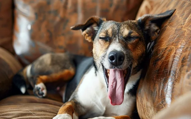 Dog relaxed with mouth open