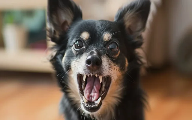 dog stressed with mouth open