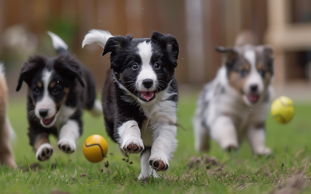 happy puppies engaged in playful training activities