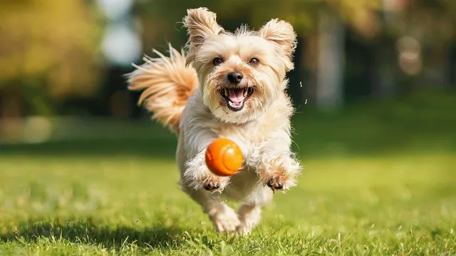 A healthy, energetic dog playing fetch