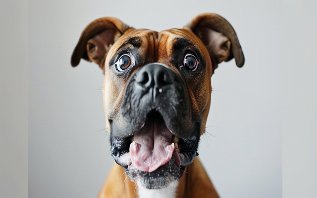 Boxer dog making a funny face