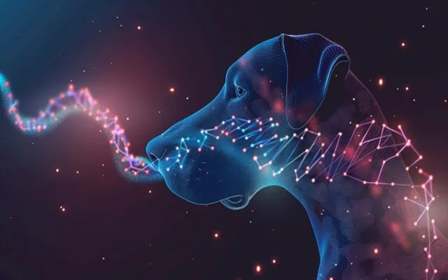 Illustration: DNA with marked genes associated with noise sensitivity in dogs