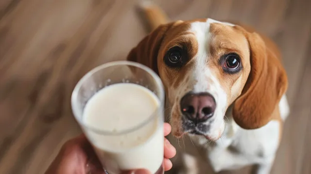 Dog begging for milk