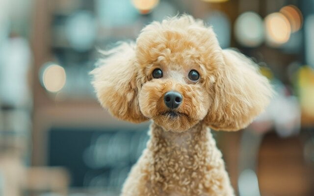 Energetic Poodle Sporting a Short and Sporty Puppy Cut