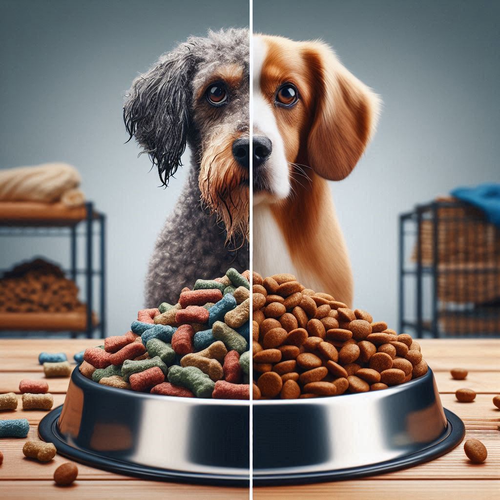 Health results of two dogs with different foods