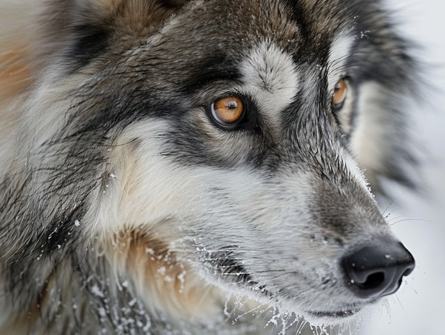 Illustration: Close-up of Alaskan Malador, showing off expressive eyes