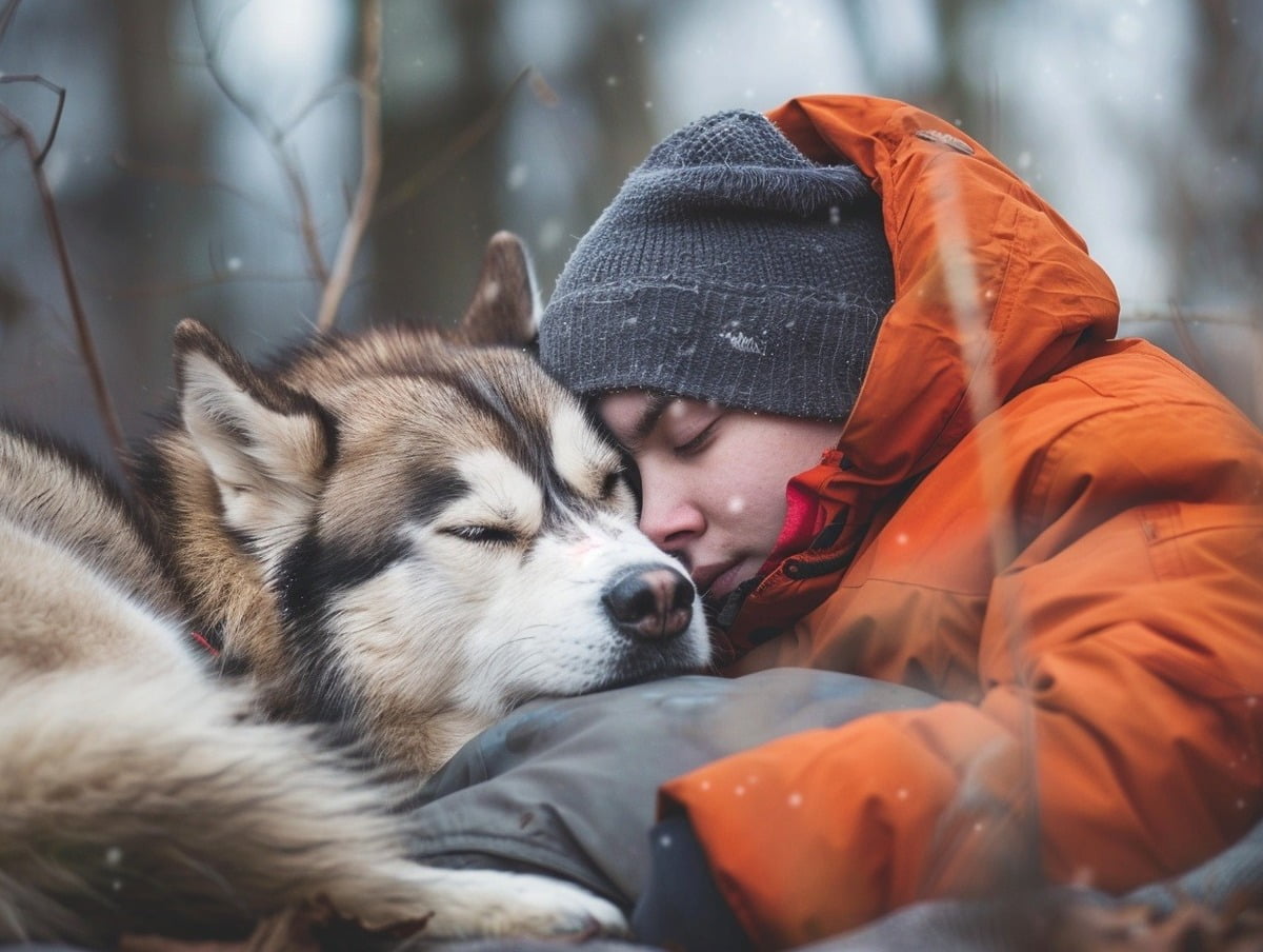 Illustration: A heartwarming photo of an Alaskan Malador and its human companion