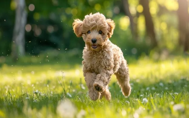 Playful Apricot Poodle Puppy