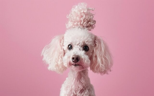 Playful Poodle Rocking a Trendy Top Knot Hairstyle