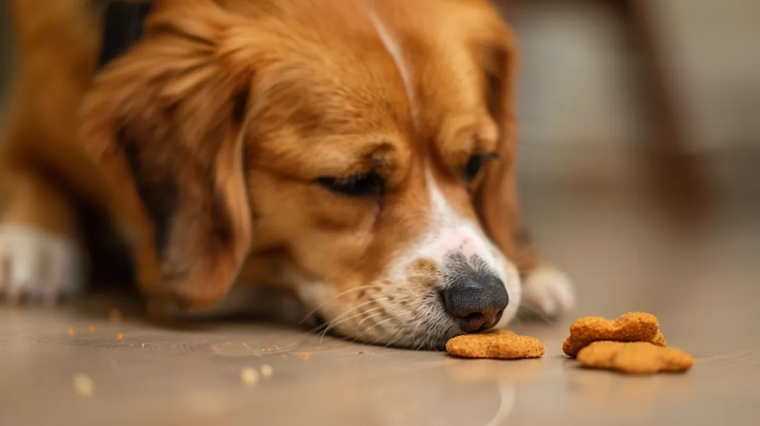 a dog enjoying a liver treat