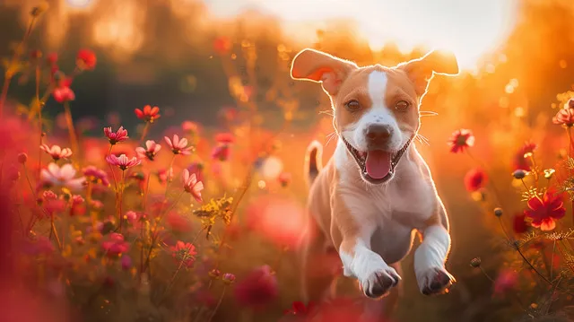 A joyful dog enjoying a healthy, active life