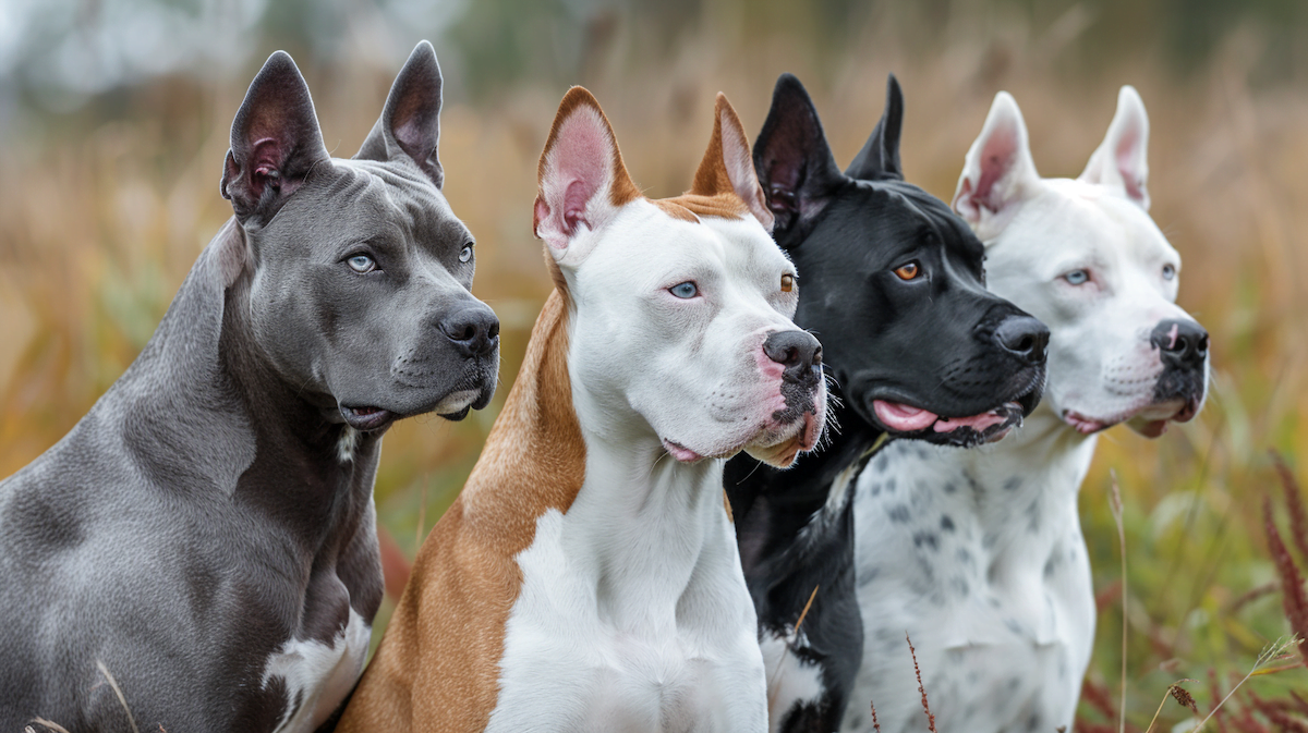 Different coat colors and patterns are found in the Cane Corso Husky mix