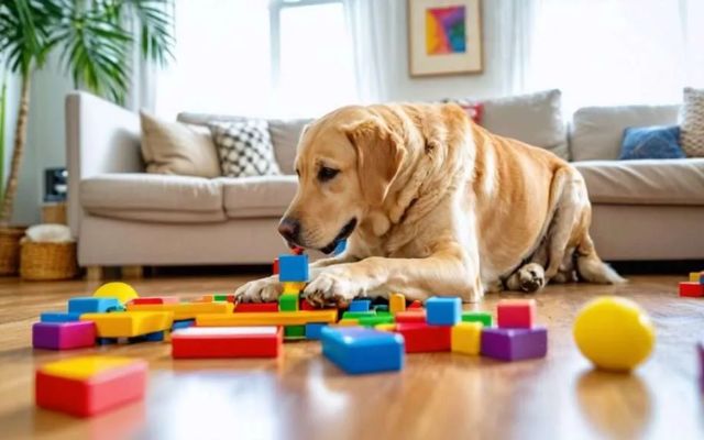 Dog playing Toys