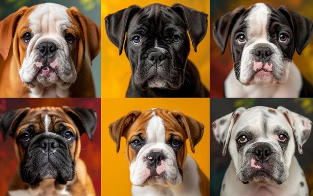 Illustration: Different colors and variations of the American Bulldog