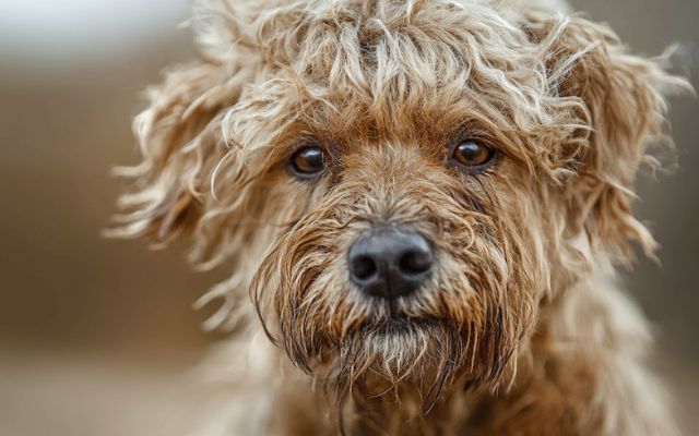 Close-up of severely matted dog fur.