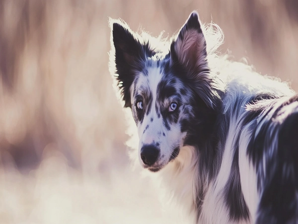 A Blue Merle Border Collie engaging in an agility course