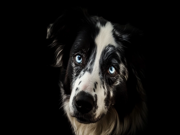 A Blue Merle Border Collie showcasing its unique eye color