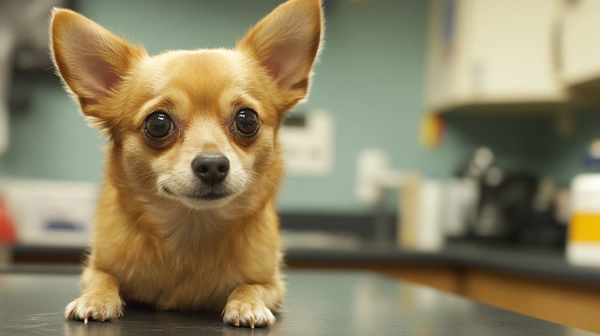 A Chiweenie during a veterinary check up emphasizing the importance of regular health monitoring