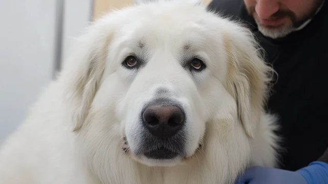 Anatolian Pyrenees at a veterinary check-up