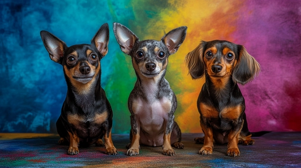 Chihuahua, a Dachshund, and a Chiweenie