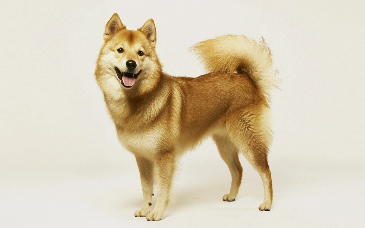 Nureongi dog displaying its characteristic yellow coat and spitz features