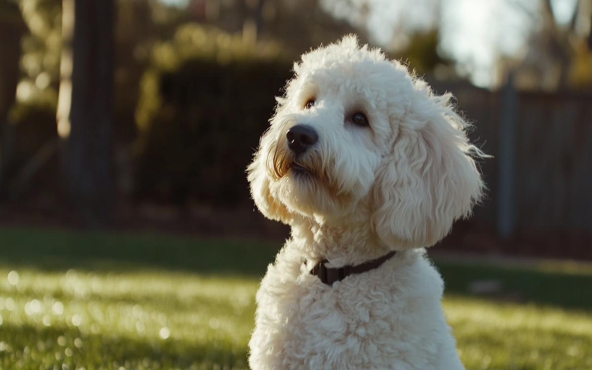 White Goldendoodle dog