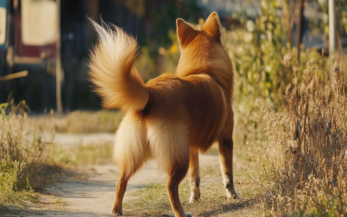 a Donggyeongi dog in Korean showcasing its natural short tail