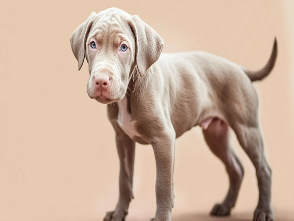 An image depicting a dog combine Labradoodle mix Pitbull standing, showcasing its height and build.