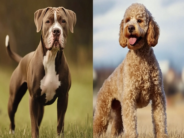 The intelligent Labradoodle mix the strong American Pit Bull Terrier