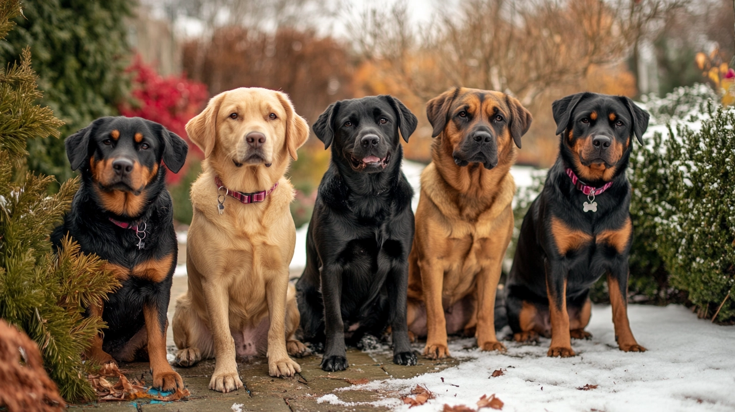 image of a Labrador dog mix with Rottweiler dog breeds sitting in a garden